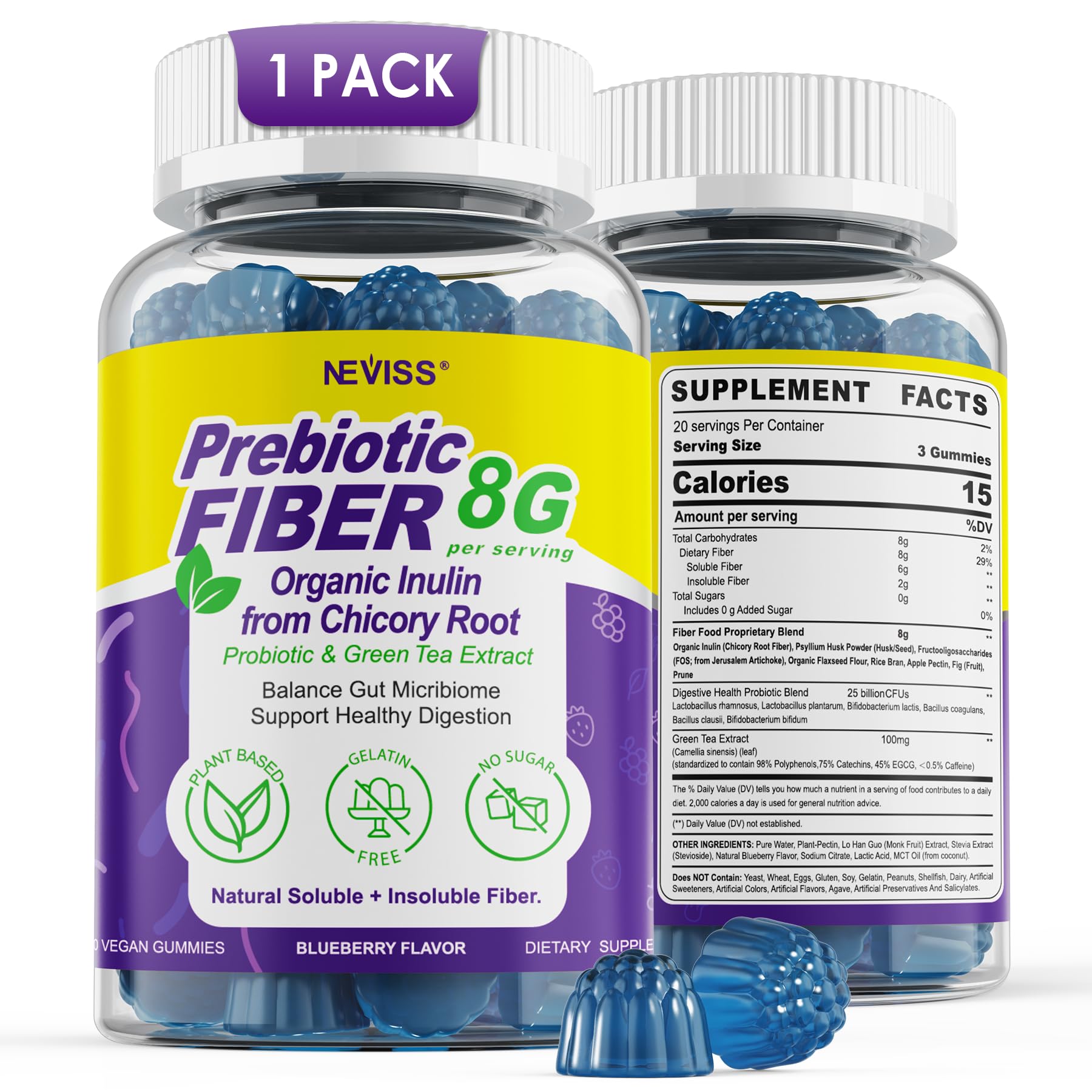 Prebiotic Fiber 8 g (Blueberry)