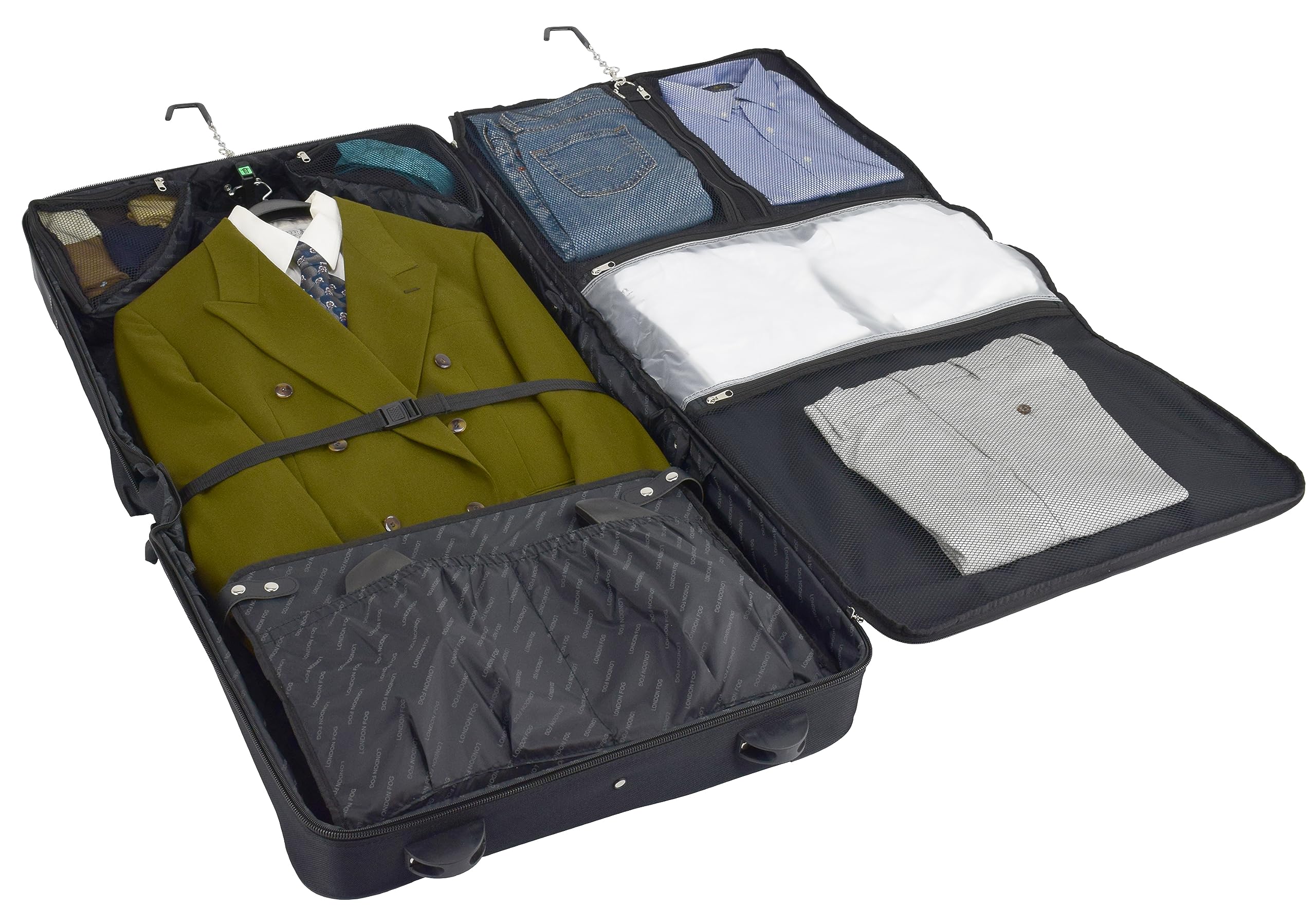 LONDON FOG Buckingham 44-Inch Wheeled Garment Bag, Black