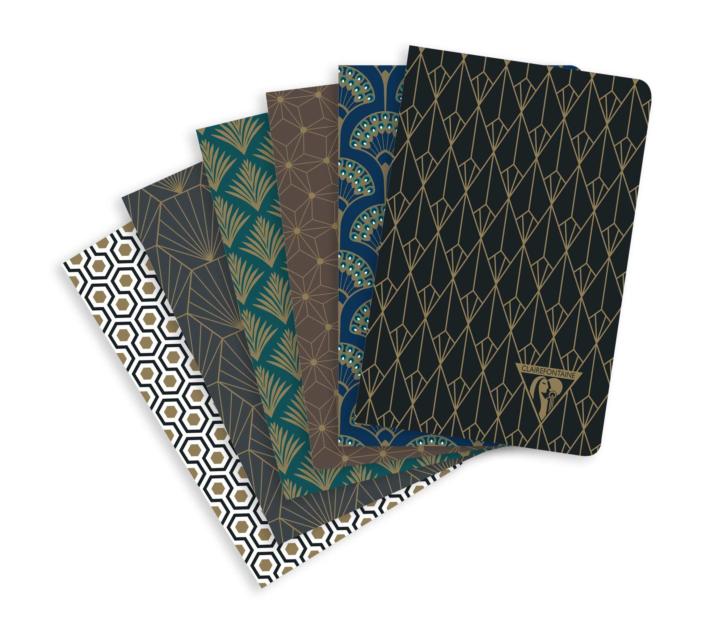 Neo Deco "Autumn-Winter Collection" textile stitching notebook 9x14cm 96p lined 6 assorted patterns 90g ivory paper - PAQ OF 6