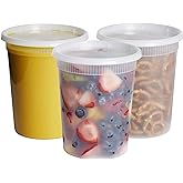 GUSTO [32 oz. - 24 Count] Deli Containers with Lids - Disposable Food Storage Containers With Airtight Lids, Ideal for Soups,