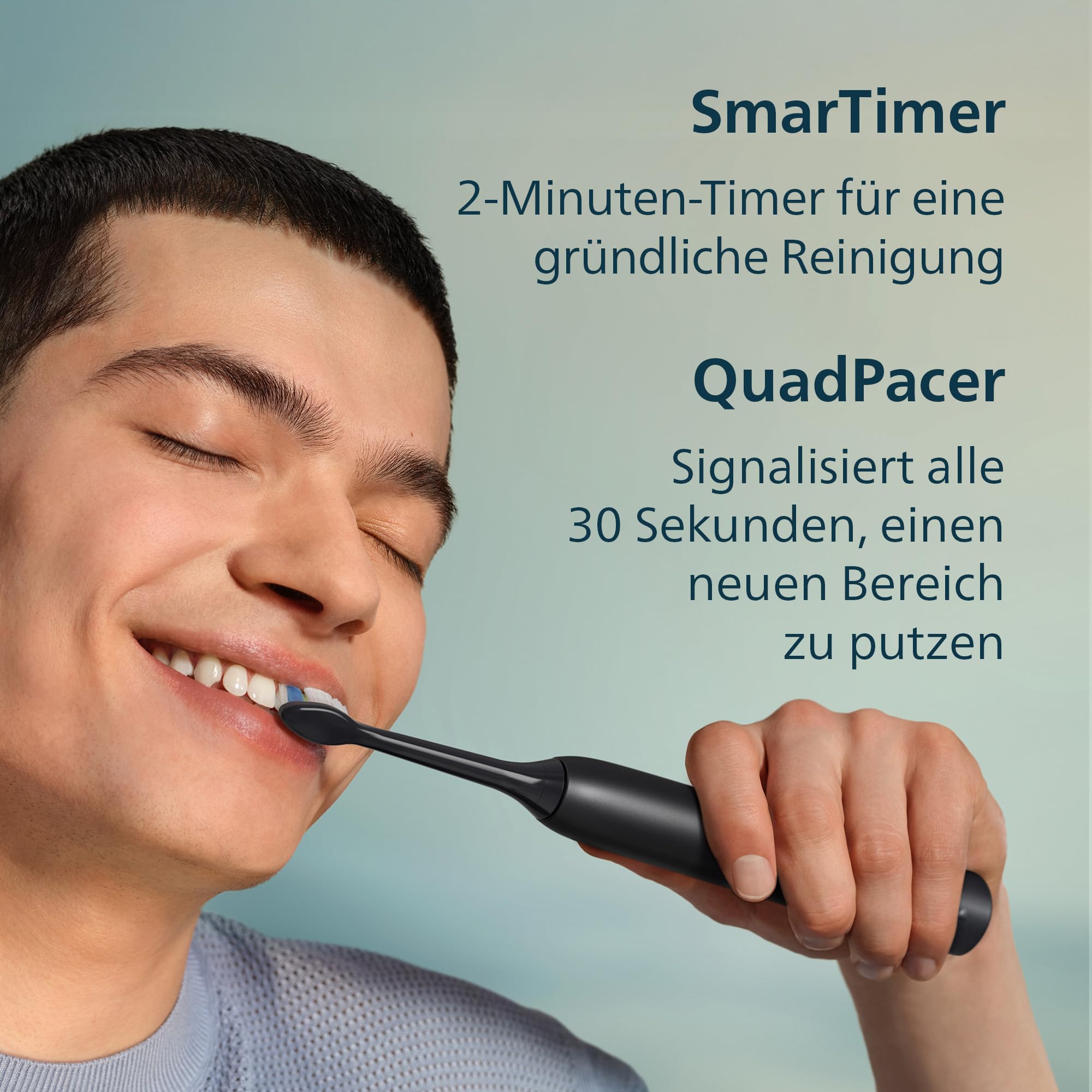Philips Sonicare Series 4100 Elektrische Zahnbürste – Schallzahnbürste mit Drucksensor, 4 Putzeinstellungen, EasyStart, SmarTimer, 21 Tage Laufzeit, Reiseetui, Schwarz, HX4046/52, [Neu] 7