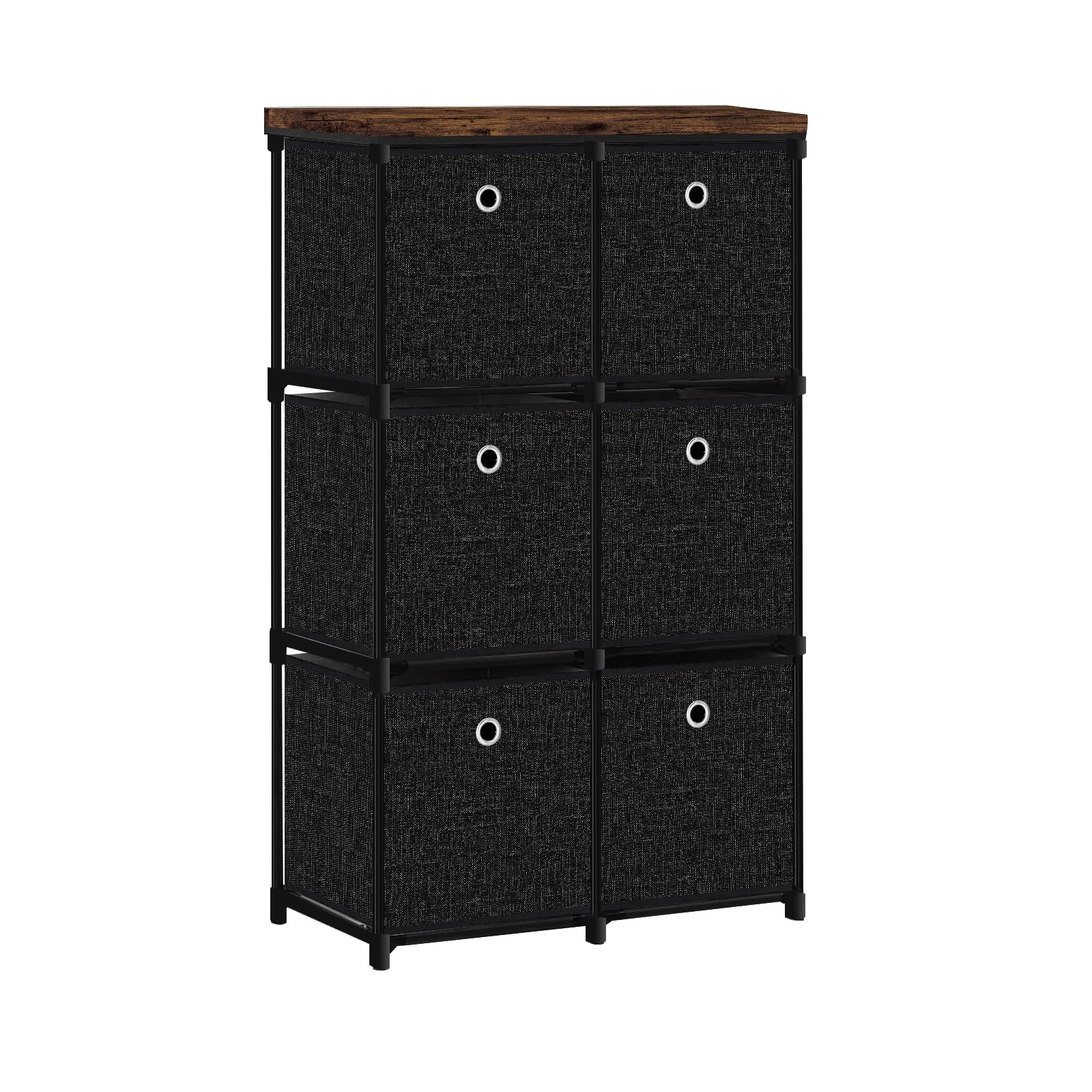 Photo 1 of VASICAR Small Fabric Dresser with 6 Drawers, Tall Cube Organizer for Closet, Storage Drawer Unit Chest of Drawers for Bedroom, Living Room, Hallway, Dorm, Black