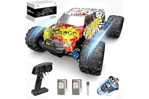 DEERC RC Cars High Speed Remote Control Car for Adults Kids 30+MPH, 1:16 Scales 4WD Off Road RC Monster Truck,Fast 2.4GHz All Terrains Toy Trucks Gifts for Boys,2 Batteries for 40Min Play
