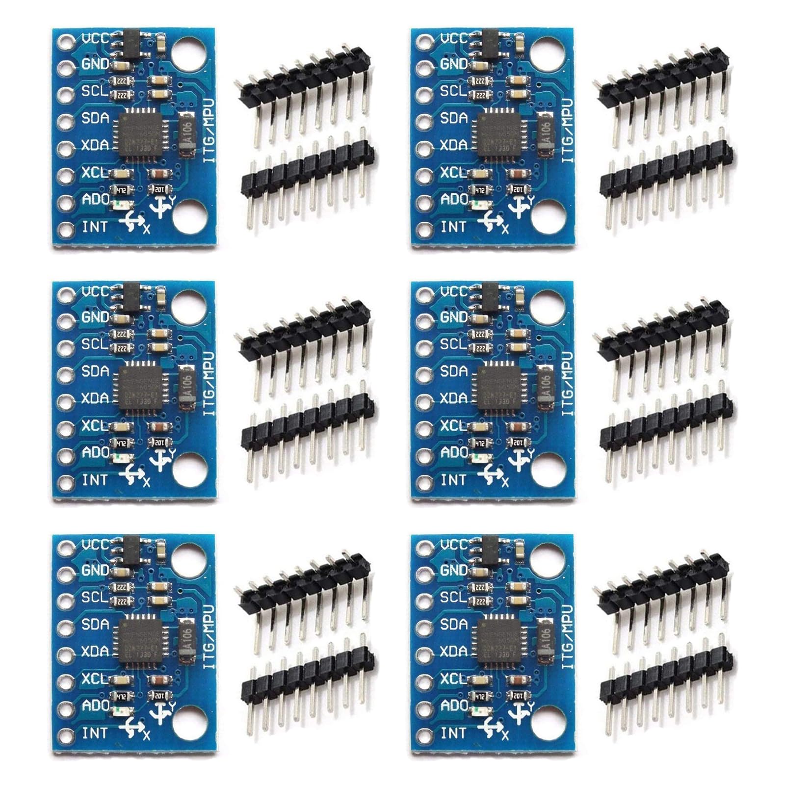 Photo 1 of ?KEAcvise 6-Pack GY-521 MPU6050 Sensor Module - 6-Axis IMU with 16-bit ADC, 3-Axis Gyro/Accelerometer, I2C Interface for Drones/Robotics/Motion Control/STEM Labs/Industrial Automation