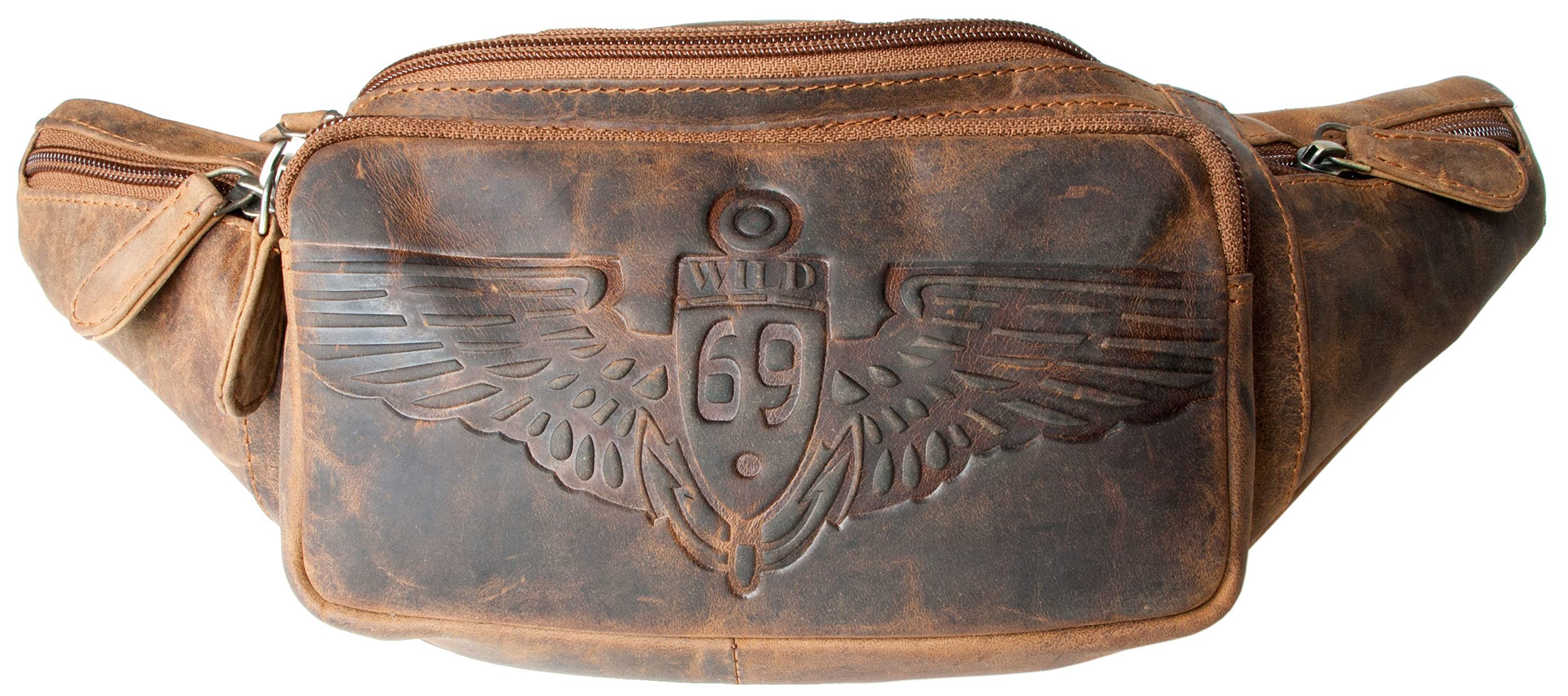 Genuine Leather Belly Bag with a Wing 69 - Waist Pack - Kidney Bag - Bag for Bikers or Truckers
