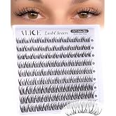 ALICE Lash Clusters Natural Wispy Eyelash Clusters 8-12mm Short Spider Cluster Eyelash Extensions DIY Lash Extensions CC-Curly Invisible Band Individual Spider Lashes