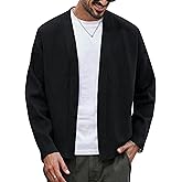 Herberton Mens Knit Cardigan Loose-Fit Shawl Collar Open Front Casual Vintage Sweater (S-XXL)