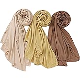 NOOR Premium Jersey Hijab Set - 3-Pack Soft & Breathable Head Scarf Wrap for Women in Gift-Ready Box