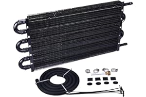 EVIL ENERGY 5/16" Transmission Oil Cooler, 6 Pass Tube and Fin Cooler Kit Universal Aluminium Black