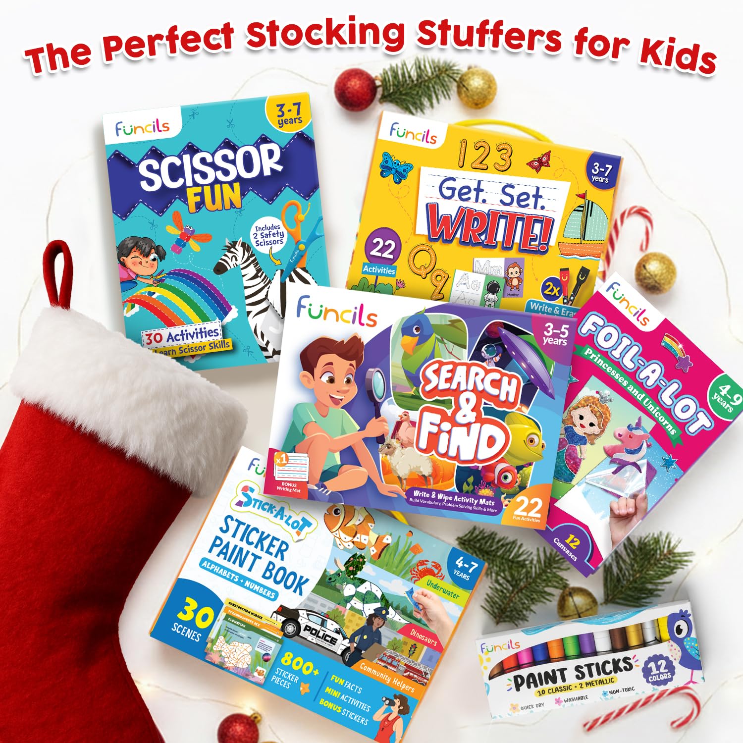 Funcils Search and Find for Kids & Toddlers - Preschool Learning Activity Book, Art and Craft Supplies, Seek Find Games, Birthday Gifts for Girls & Boys, Educational Toys for Ages 3, 4, 5, 6 Year Old