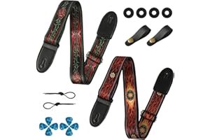 Cobahom 2 Pcs Guitar Strap, Adjustable Guitar Straps for Electric and Acoustic Guitars, Soft Guitar Straps