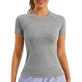 Stelle Women Workout Tops Short Sleeve Seamless Athletic Shirts Yoga Gym Sports Breathable Tees