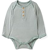 Little Sleepies Newborn Henley Bodysuit, Soft Viscose from Bamboo Long Sleeve Bodysuit for Baby Boys & Girls, Baby Clothes