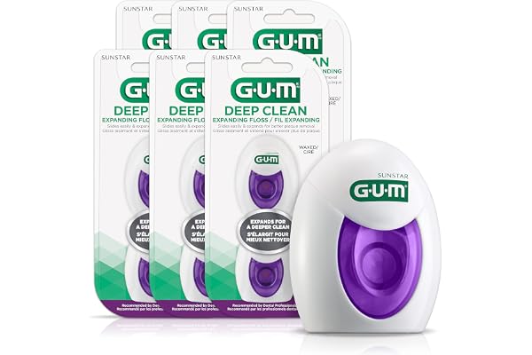 GUM Deep Clean Expanding Dental Floss 2x40M Pack of 6 (12 total)