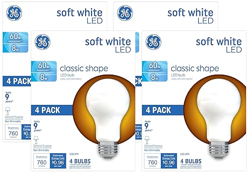 GE LED Light Bulbs, 60 Watt, Soft White, A19 (16 Pack)