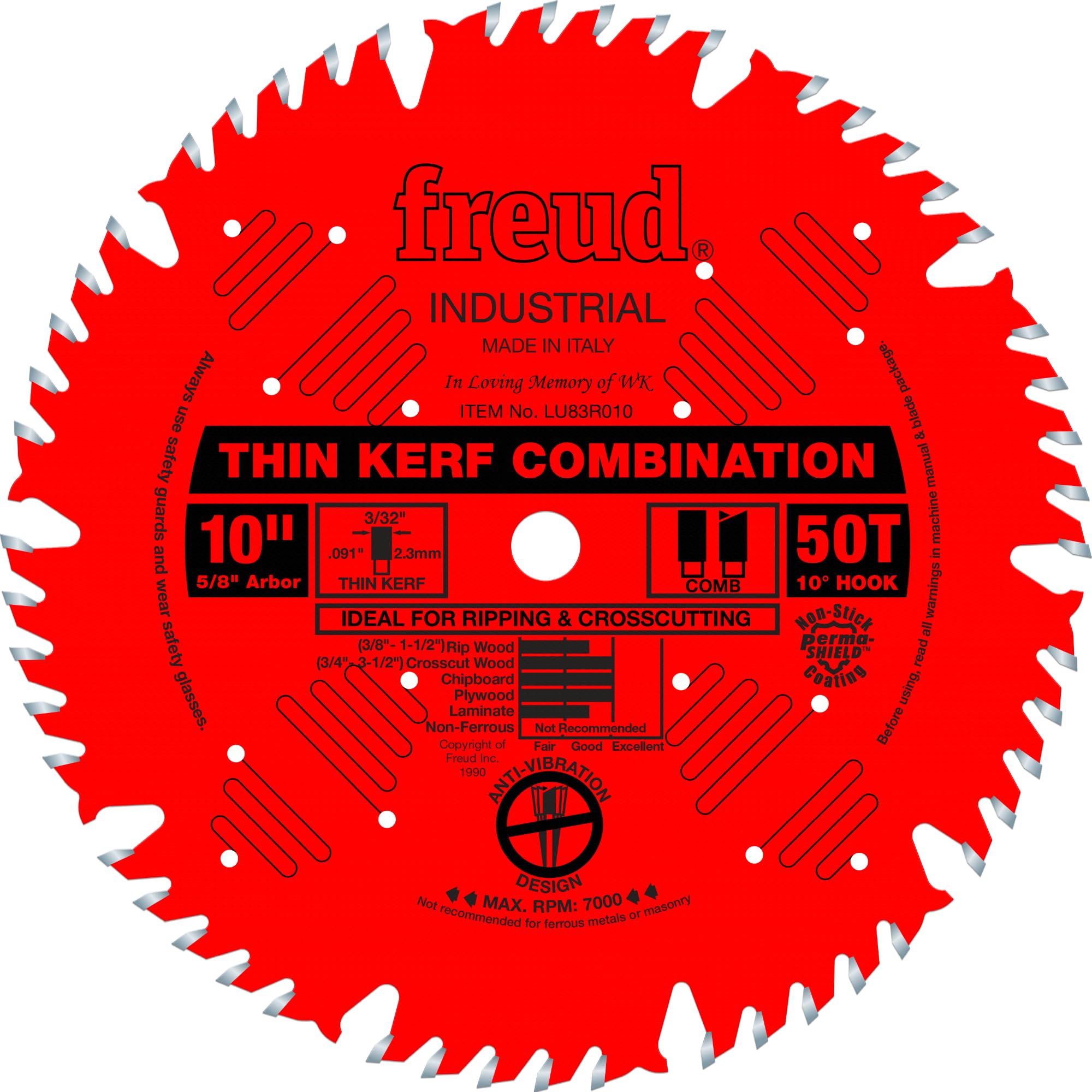 Freud LU83R010: 10" Thin Kerf Combination Blade