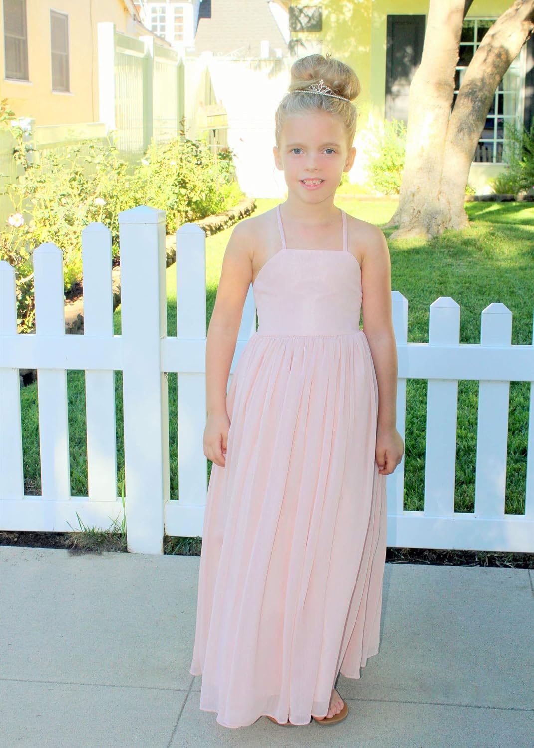 Criss Cross Chiffon Formal Flower Girl Dresses Junior Bridesmaid Dress Reception Dress: Clothing