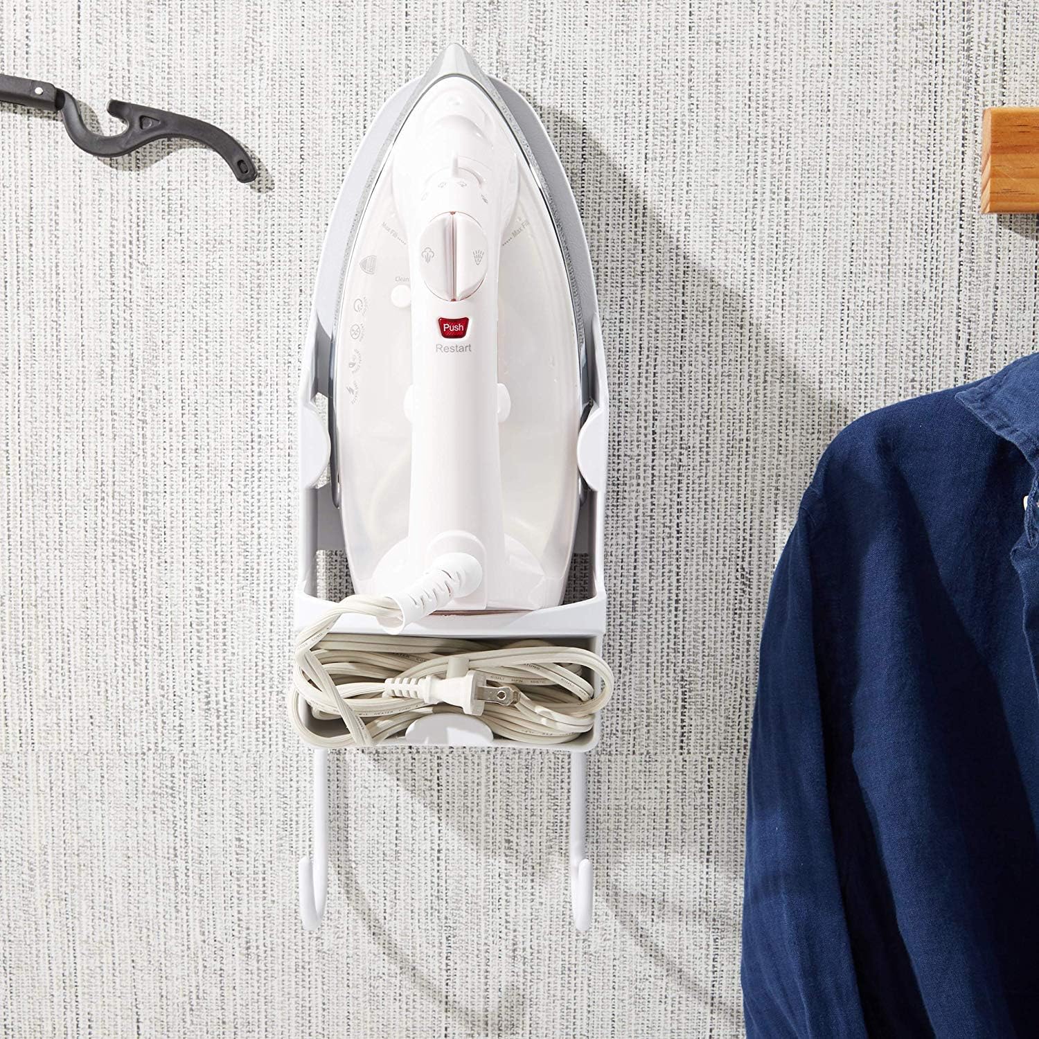 Juvale Wall-Mounted Iron and Ironing Board Holder (White): Home & Kitchen