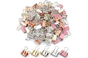 YCVIORING Mini Binder Clips, Paper Clip, Small Paper Clamps 15mm (5/8 inch), 100 Pack Micro Size Office Clips for Home School and Business (Multicolored)