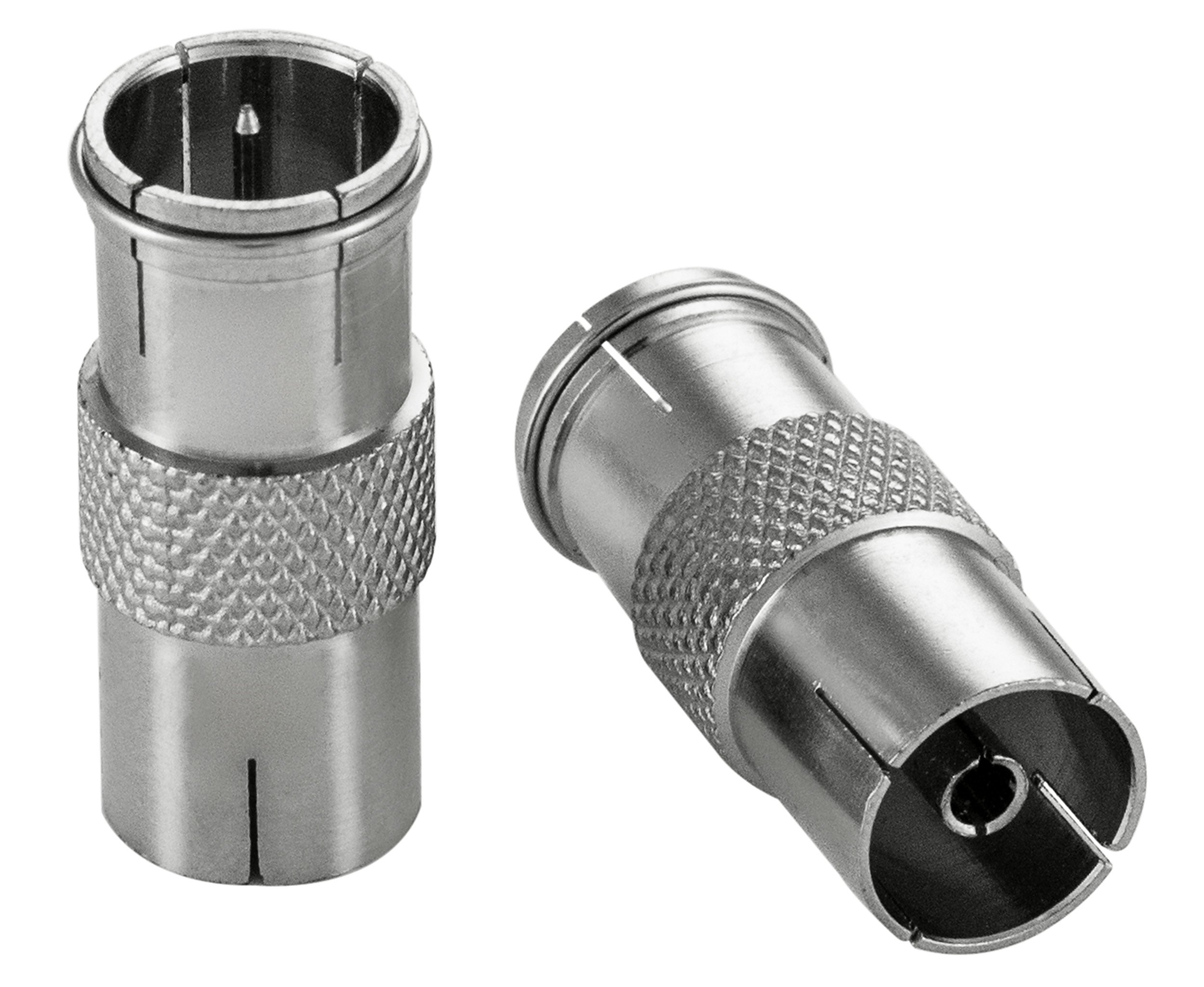 POPPSTAR 2x SAT adapter (F-Quick jack to IEC antenna socket), connection, extension for coaxial cable to antenna cable, silver