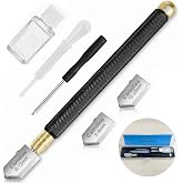 Glass Cutter 2mm-20mm, Glass Cutting Tool with Glass Oil &amp; 3 Carbide Heads | 2-20 mm Glass Cutting, 3 Replaceable Carbide Heads, Automatic Oil Feed, Glass Cutting Oil, Mirror, Mosaic &amp; Stained Glass