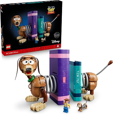 ǀ Disney et Pixar Serre-Livres Zigzag de Toy Story - Set de Construction pour Adulte - Décoration Book Nook pour Étagère - Minifigurine de Woody & Figurine du Chien - Cadeau pour Fans 43301