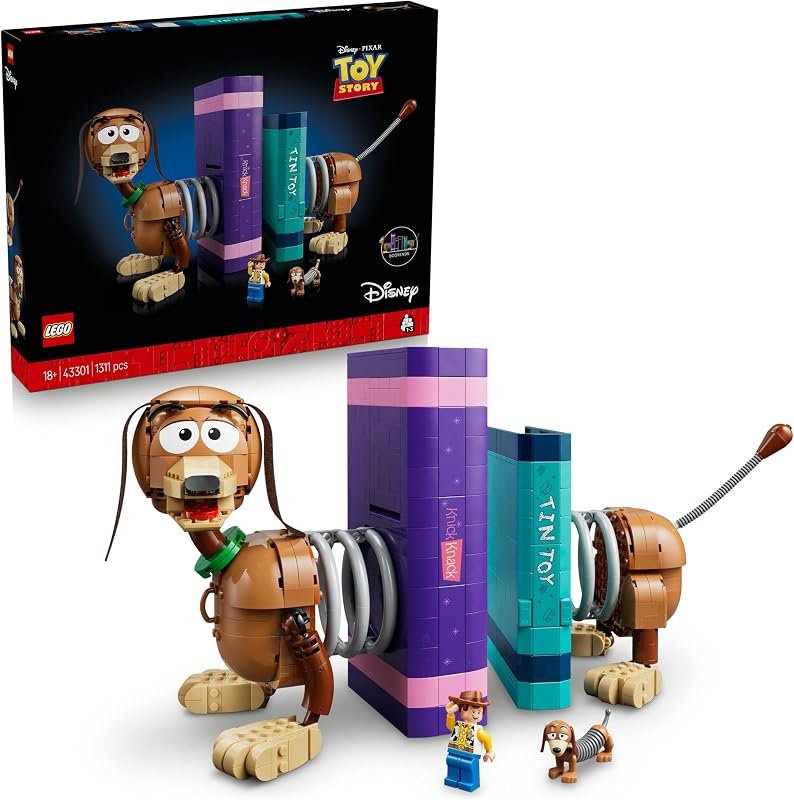 ǀ Disney et Pixar Serre-Livres Zigzag de Toy Story - Set de Construction pour Adulte - Décoration Book Nook pour Étagère - Minifigurine de Woody & Figurine du Chien - Cadeau pour Fans 43301