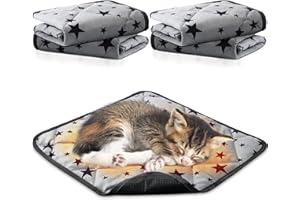 Namalu 4 Pack Self Warming Cat Bed Self Heating Cat Mat Star Pattern Soft Dog Crate Pad Thermal Pet Mat Anti Slip Kennel Dog Washable Warming Bed for Outdoor Indoor(12 x 12 Inch,Gray)