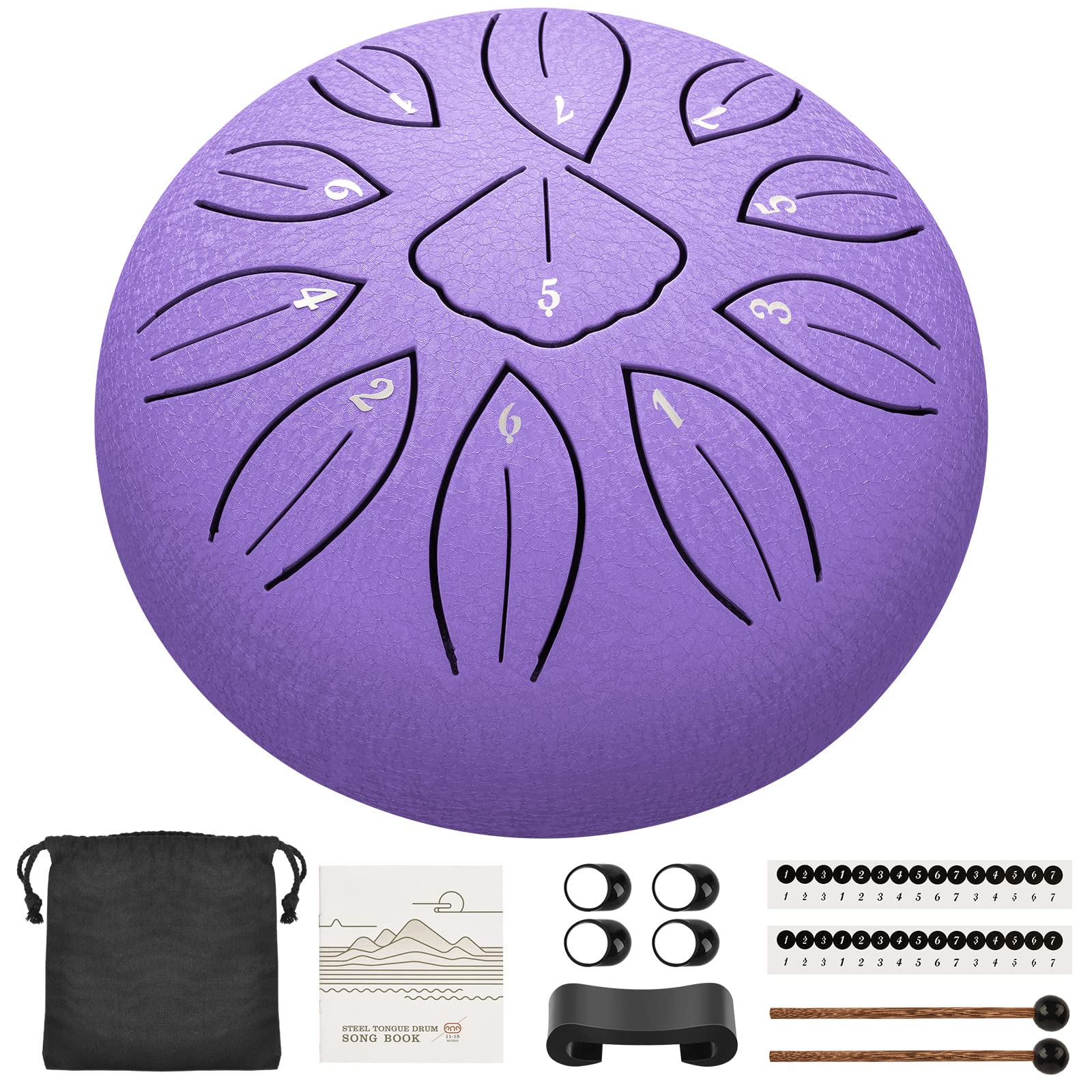 LEKATO Steel Tongue Drum 6 Inch 11 Note, C-Major Handpan Rain Drum for Outside Garden Sound Healing, Steel Alloy Ethereal BalmyDrum with Storage Bag, Percussion Instrument Gift for Beginner, Lavender