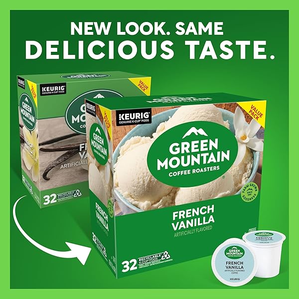 GREEN MOUNTAIN COFFEE ROASTERS FRENCH VANILLA COFFEE, KEURIG SINGLE-SERVE K-CUP PODS, LIGHT ROAST, 32 COUNT
