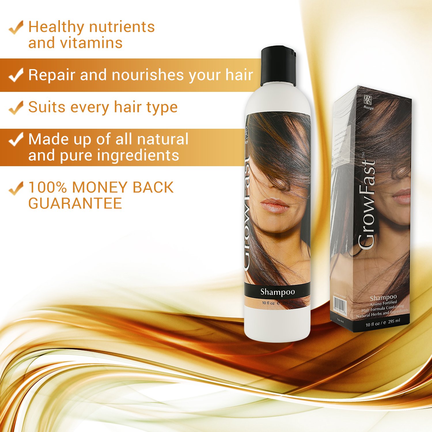 Rozge Cosmeceutical Hair Growth Products - Anti-Loss Repair Treatment Shampoo with Natural Enhancer Vitamins for Regrowth and Support plus Damage Treatments for Women and Men - 10 Ounces