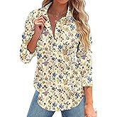 Rapbin Button Down Shirts for Women Long Sleeve Wrinkle Free Dress Shirts Casual Collared Blouses Business Work Tops