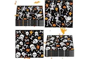 GREHUMOR 40 Pieces Happy Halloween Napkins Disposable Trick or Treat Napkins 2 Ply Skull Paper Napkins for Guest Happy Halloween Party Decorations Spooky Tableware