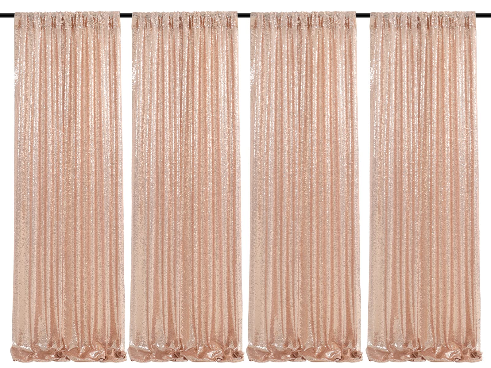 Photo 1 of SoarDream Rose Gold Glitter Sequin Backdrop Curtains 4 Pieces 2ftx8ft Dessert Backdrop Wedding Party Decor Glitter Photography Background