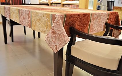 HOME MATTERS Pumpkin Abstract Special Jacquard Design Dining Table Cloth 6 Seater, 60x84 Inch