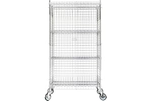 Krollen Industrial Commercial Grade NSF Listed Metal Wire Mesh Storage Chrome Mobile Security Cage Kit, 18" x 36" x 70", Perfect for Warehouse, Grocery Store, Restaurant, Dishroom