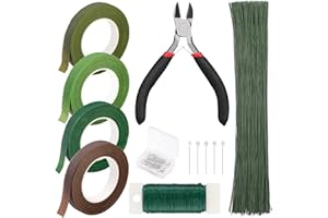 SOCNITC Floral Tape and Wire, Florist Arrangement Tools Kit with Floral Tape Wire Cutter Boutonniere Pin for Bouquets,Wrap Florist,Flower Project