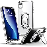 Shields Up for iPhone XR Case with Stand, Phone Case Clear with Double Ring Holder [Adjustable & Foldable] Shockproof Protective Cover for iPhone XR 6.1 inch - Clear