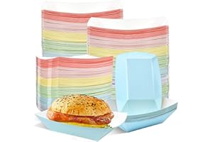Supkiir 180 Pack 1lb Paper Food Boats, Disposable Paper Food Tray, Colorful Grease Resistant Hot Dog Trays Disposable Serving Nacho Trays for Snack Fries Taco Condiments Popcorn BBQ Picnic Party