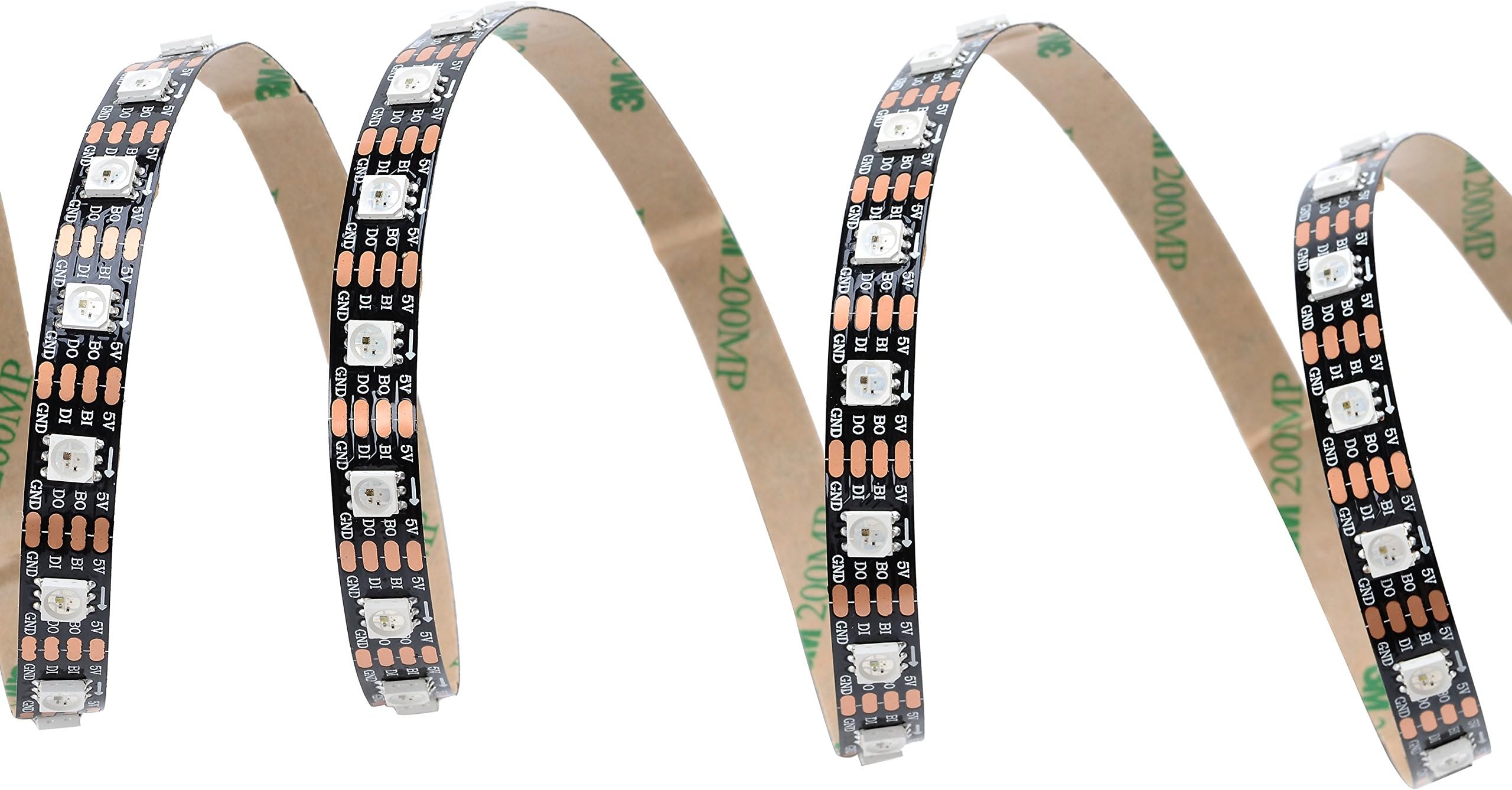 INVOLT WS2813 (WS2812B-upgrading) Individually Addressable LED Strip 60 LED/M 300 Pixel 16.4ft 5V, RGB Programmable Dream Color Chasing Light, Non-Waterproof Black PCB (with Dual Data Signal Wires)