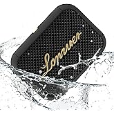 Lonzuer IPX7 Waterproof Shower Bluetooth Speaker, Portable Small Speaker, Speakers Bluetooth Wireless Loud Clear Sound Support Handle for Kayak Canoe Mountain Bike Beach Gift (Black)