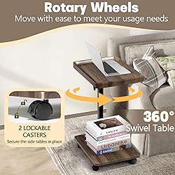 Aoligrace C Shaped End Table Adjustable