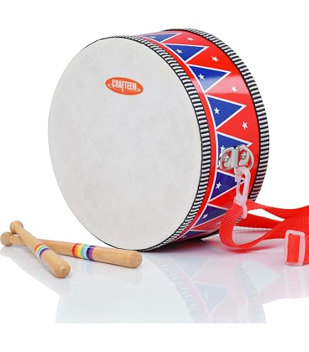 Dumroo Damaru Indien Fait Main – Batterie à Main En Bois De Manguier & Cuir – Instrument Percussion Folk Décoratif Collection & Musique Du Monde