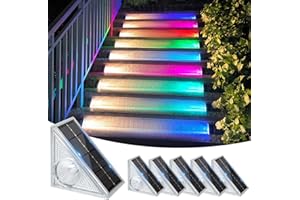 Ellasay Solar Step Lights for Outside 6 Pack,10 Color Modes Stair Lights Outdoor, Waterproof IP67 Solar Lights for Garden Stair,Patio,Deck,Yard,Front Step,Front Porch Decor