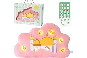 Mommy Yasmin - Soothe & Glow Talking Cloud | Muslim & Islamic Toy | Eid Gift | Quran & Dua | Interactive + Relaxing | Remote | for Baby + Toddlers + Kids (Pink)