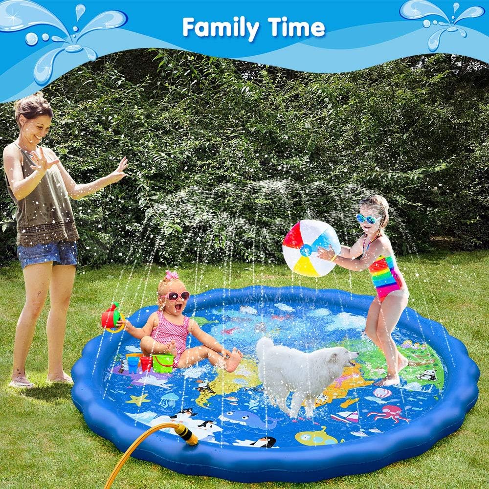 MAGIFIRE Splash Pad, Sprinkler for Kids & Baby Pool 3-in-1 67" Water Toys Gifts for 1 2 3 4 5 Year Old Boys Girls Toddler Splash Play Mat(Map): Toys & Games