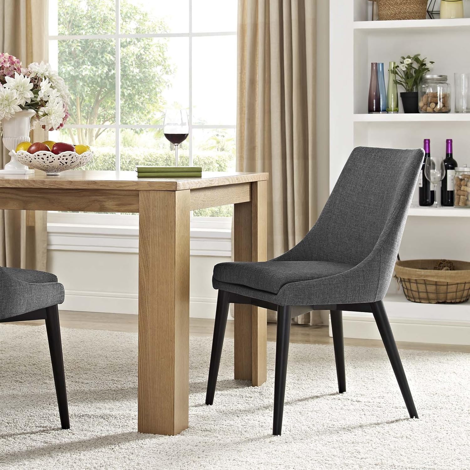 Modway Viscount Mid-Century Modern Upholstered Fabric Kitchen and Dining Room Chair in Gray