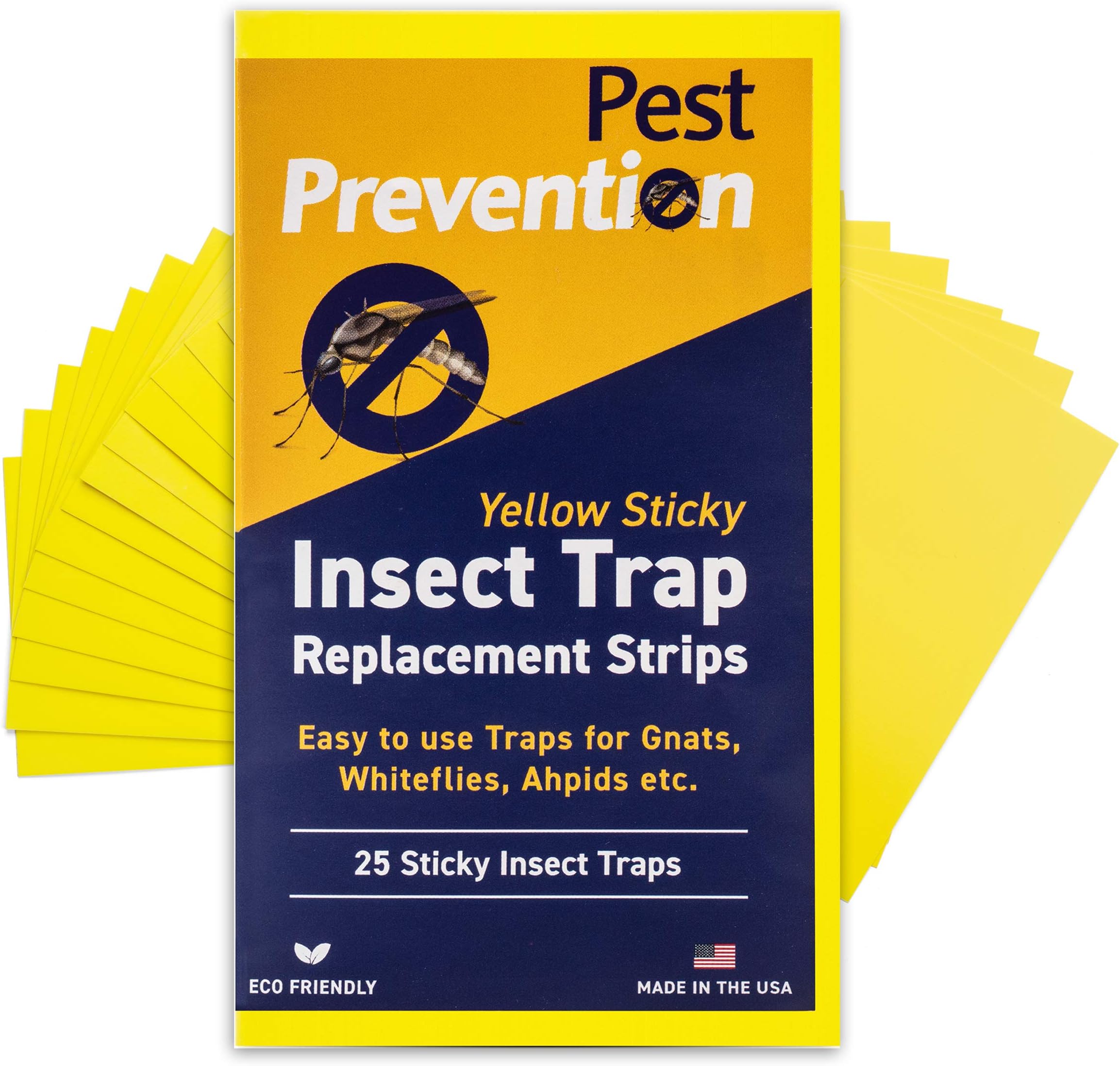 GNAT KILLER TRAP REPLACEMENT STRIPS | 25 Replacement Strips for Yellow Sticky Insect Traps | Outdoor Fungus Gnat Killer | Whitefly | Aphid | by PestPrevention USA