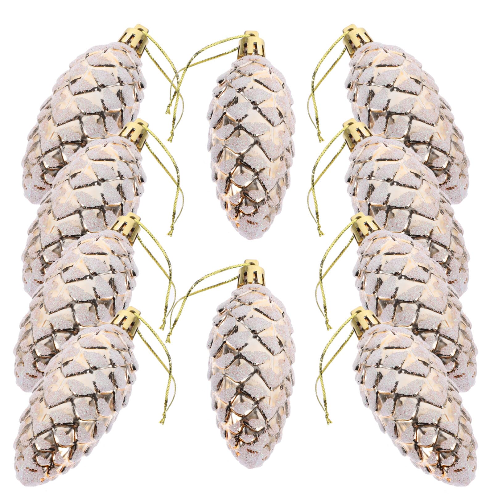 TOYANDONA Rose Gold Christmas Pinecone Ornaments Hanging Pine Cone Painted Pine Cone Glitter Pinecone Christmas Tree Decoration for Xmas Tree Winter Home Decor 10pcs