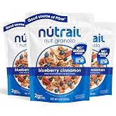 NuTrail Nut Granola Cereal, Blueberry Cinnamon, No Sugar Added, Gluten Free, Grain Free, Keto, Low Carb, Healthy Breakfast Cereal 8 oz. 3 Count